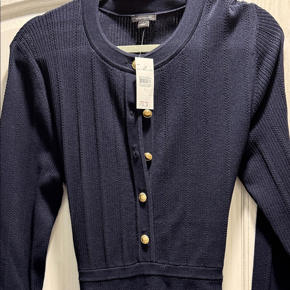 Ann Taylor Women's Deep Blue Cowl Neck Sweater